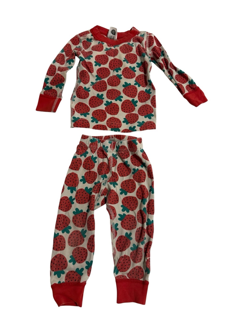Hanna Andersson Red Strawberry Print Long-Sleeve Pajama Set 2T